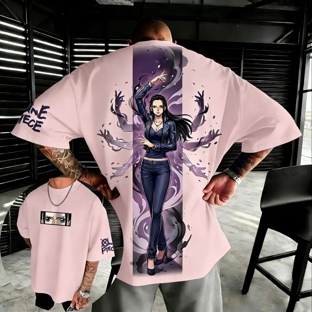 Oversized One Piece Nico Robin Unisex Pure Cotton T-shirt 2026 Summer Harajuku Anime Print Y2K Hip-hop Short Sleeved Top