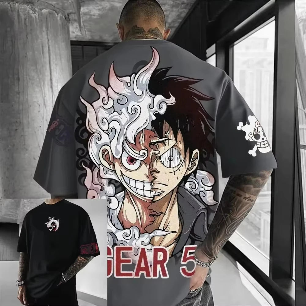 ONE PIECE Luffy Gear 5 2026 Summer New Product Harajuku Anime Printed Short Sleeve Men's and Women's Unisex Cotton T-shirt