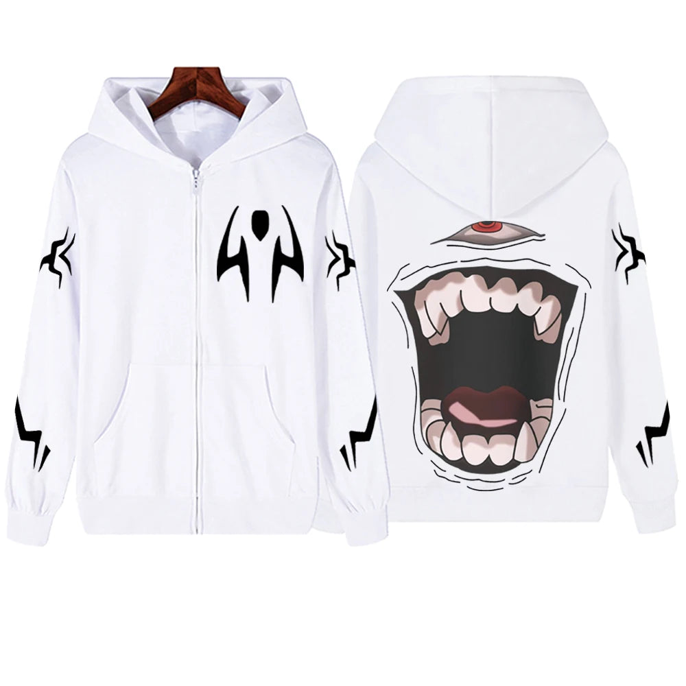 Jujutsu-Kaisen Sukuna Cosplay Zipper Hoodie Man Woman Harajuku Pullover Tops Long Sleeve Streetwear Sweatshirt