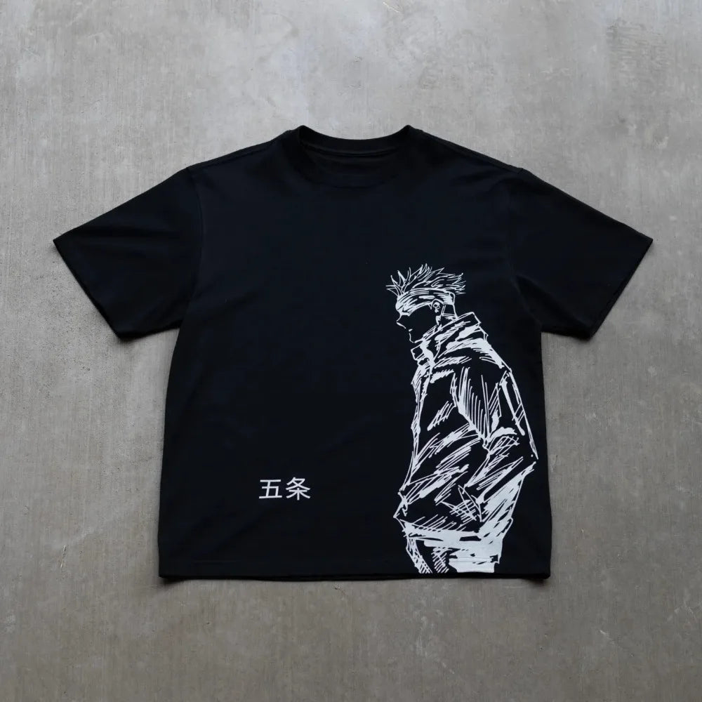 Jujutsu Kaisen Gojo Satoru Unisex Pure Cotton T-shirt 2026 Summer Hot Anime Print Round Neck Loose Family Short Sleeved Top