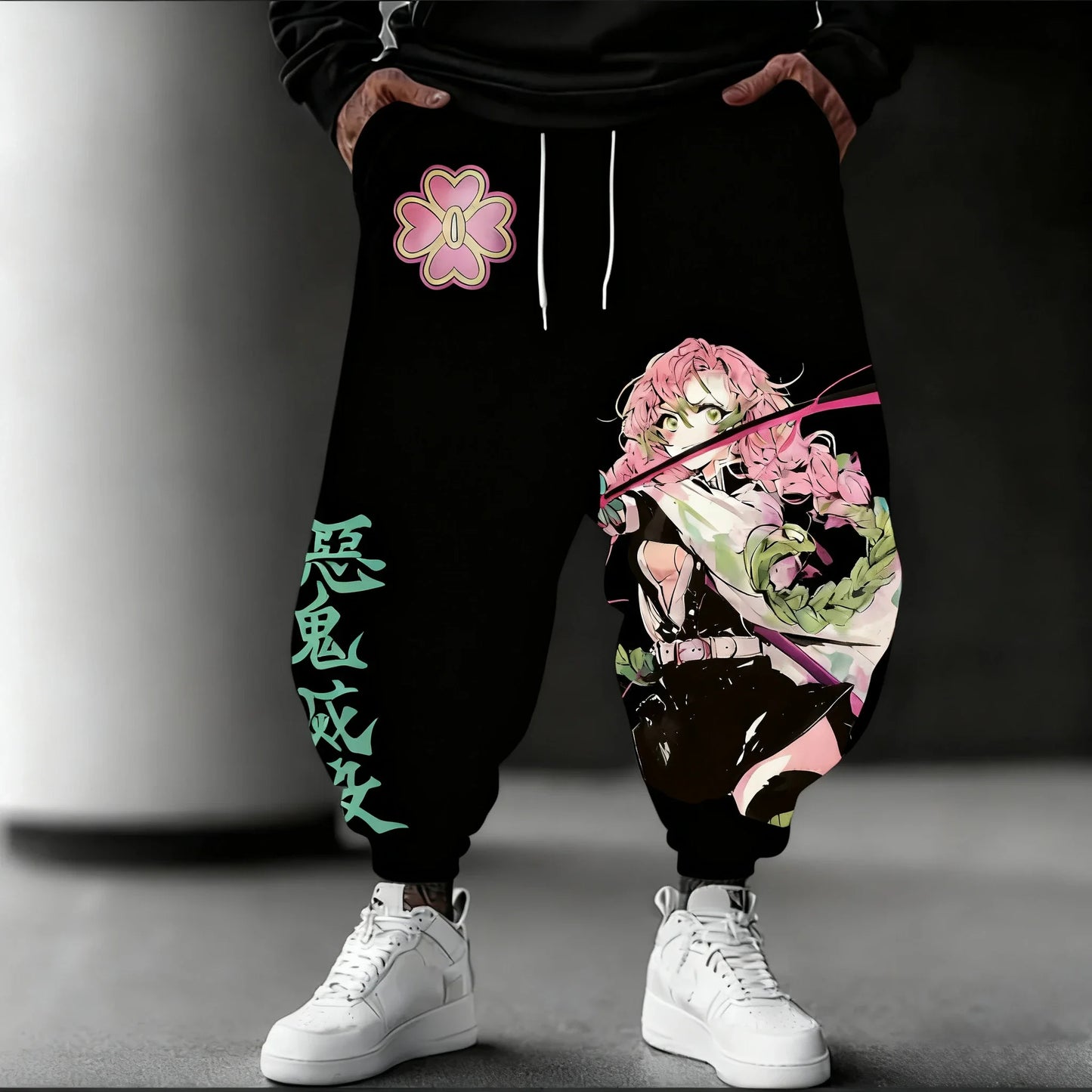 Demon Slayer Anime 2025 Autumn/Winter Sweatpants New Kanroji Mitsuri Hand Drawn Printed Men's Loose Casual Fashion Tapered Pants