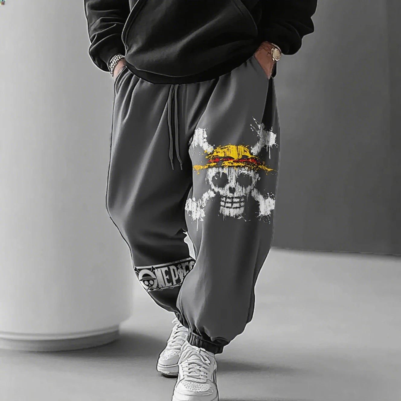 ONE PIECE Anime Co Branded Printed Sweetpants Spring/Spring New Men's and Women's Casual Loose Harajuku Large Cotton Pants