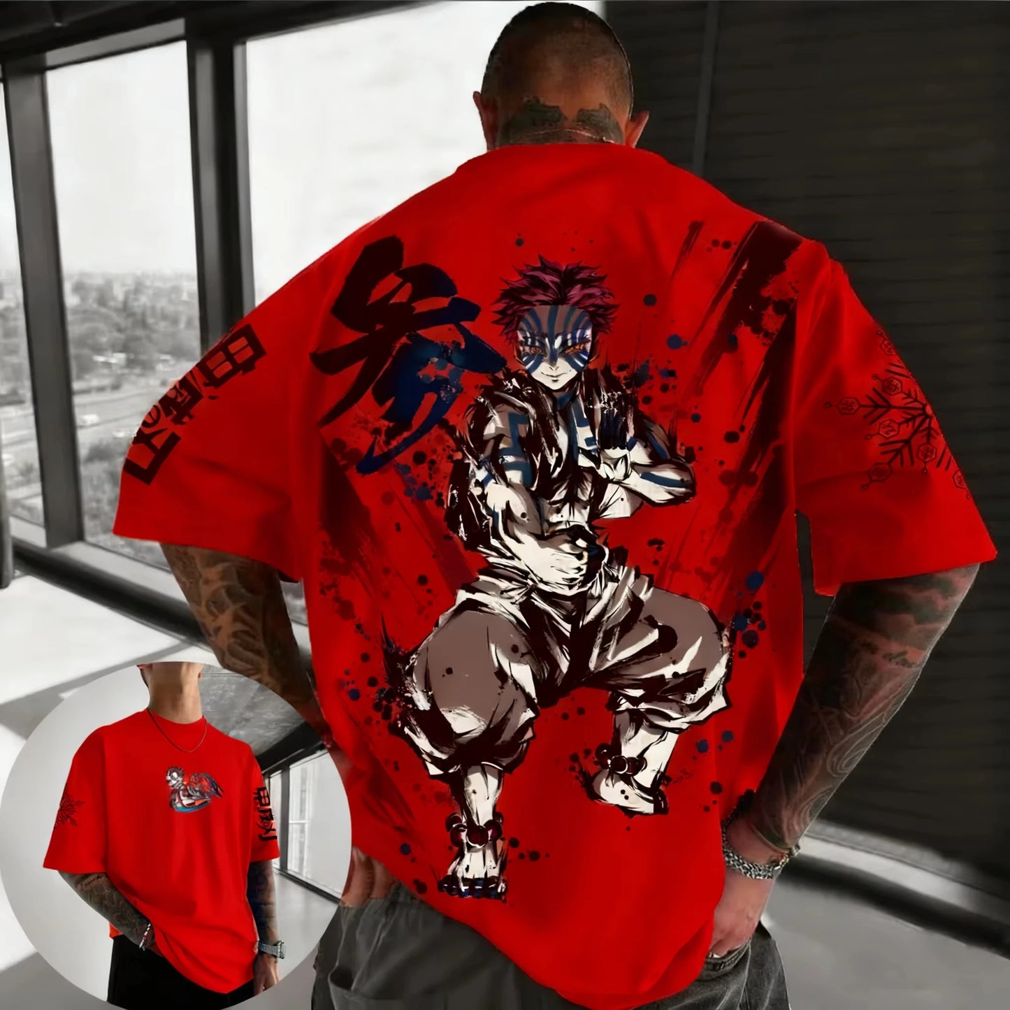 Summer Plus Size Demon Slayer Anime Printed Men, Women T-shirt Casual Parent Child Top Fashion Harajuku Style Street Wear Y2K