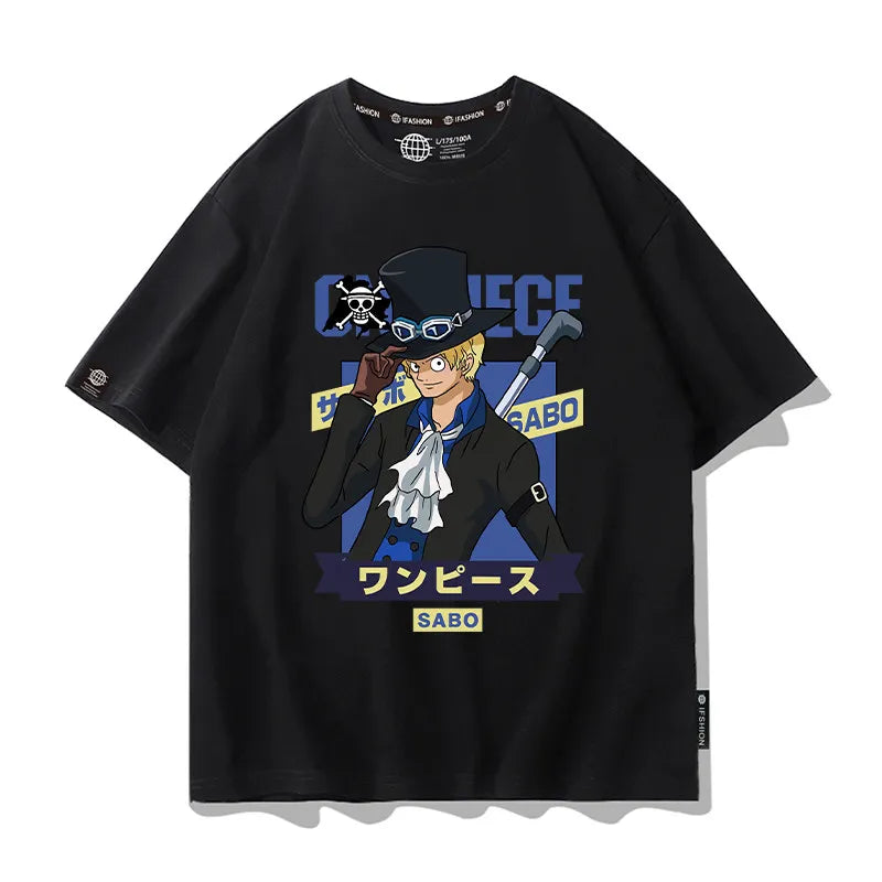 One Piece Short Sleeved T-shirt Men's Summer Nikalufei Aesolon Anime Cotton Summer Loose T-shirt Men's and Women's Half Sleeve