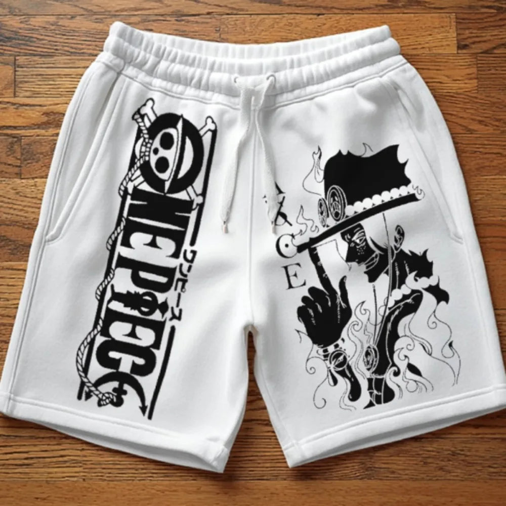 ONE PIECE Animation Luffy Sauron Peripheral Printed Cotton Shorts American Summer Men's Daily Loose Sports Breathable Pants