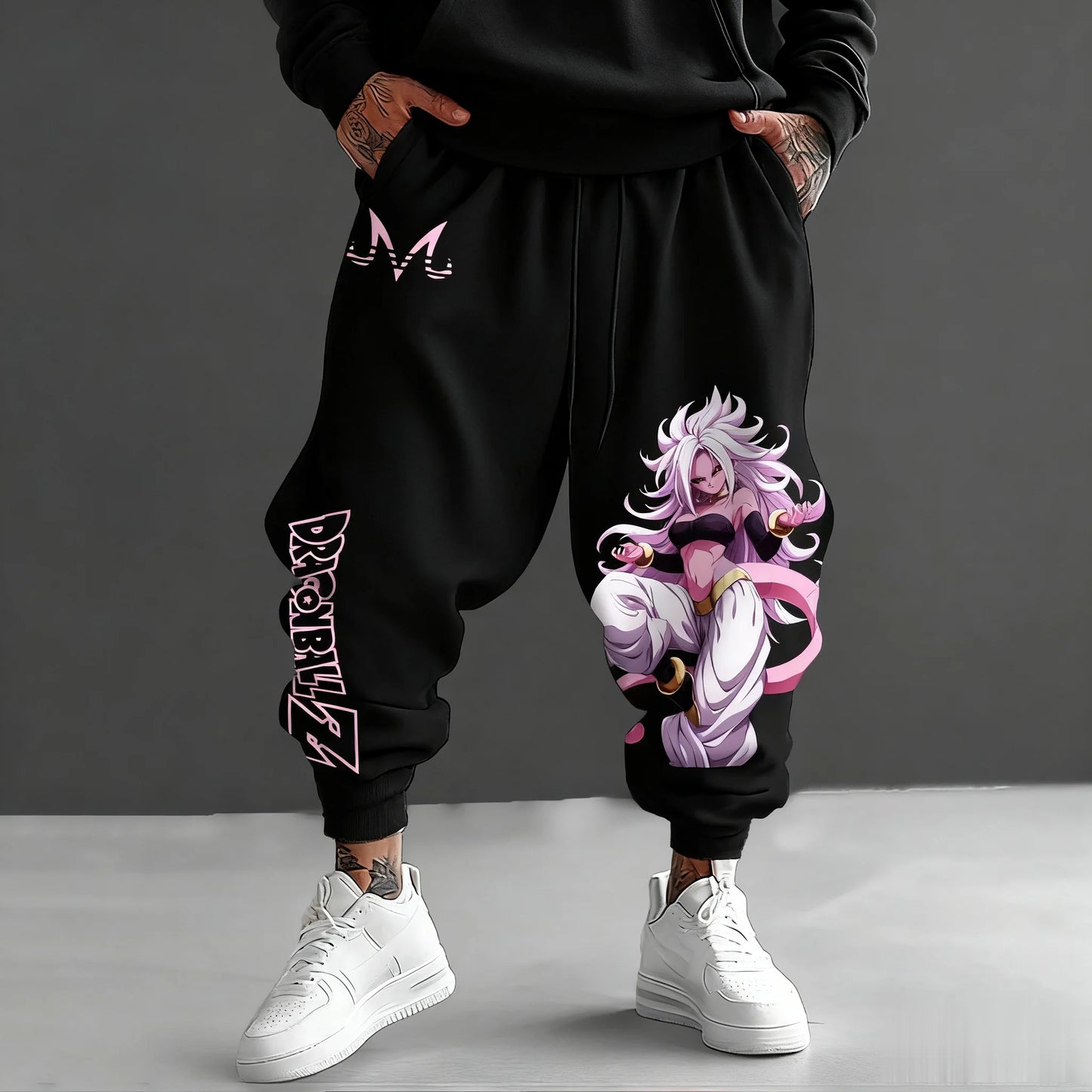 Dragon Ball Z Android 21 Mens Sweatpants Anime Jogger Pants Loose Streetwear Casual Japanese Cartoon Printed Hip Hop Trousers