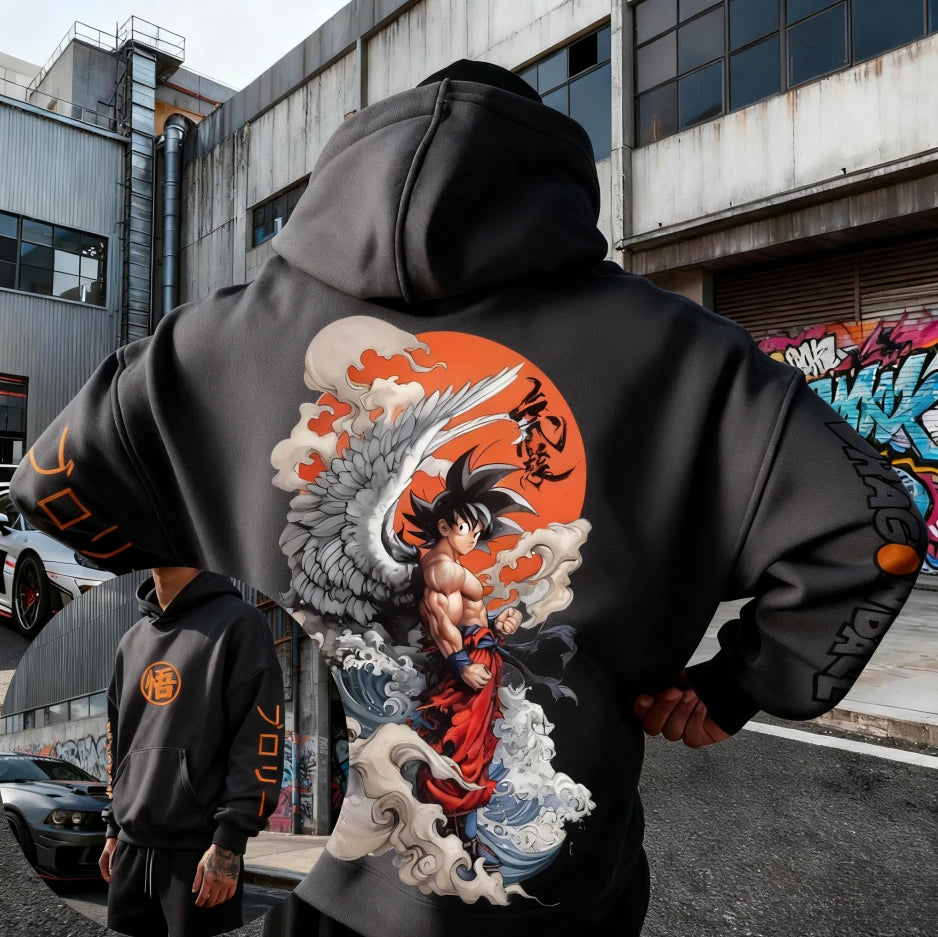 Dragon Ball Anime Goku Printed Hoodie Spring/Autumn New Men's and Women's Harajuku Large Daily Casual Parent Child Top