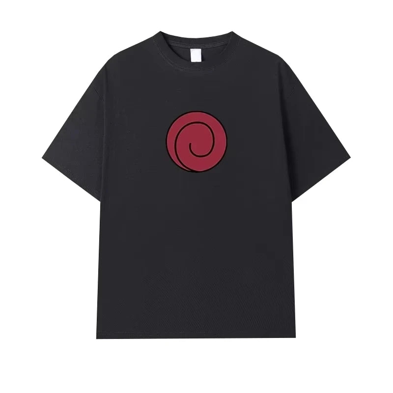 New Trendy T-shirt Selling Vortex Naruto Sasuke Pure Cotton Men's and Women's Short Sleeved Shirt 2026 New Summer