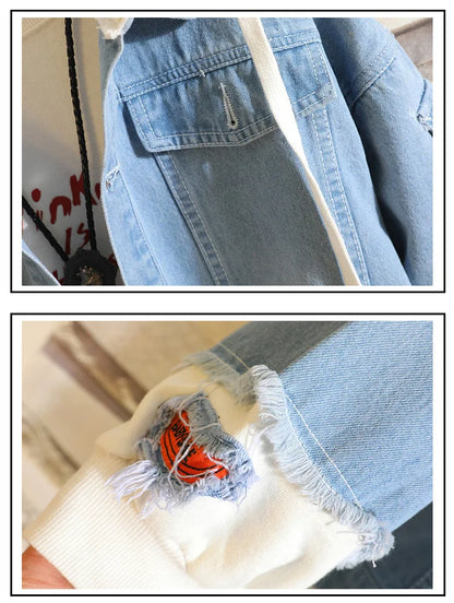 Anime Attack on Titan Unisex Streetwear Long Hooded Jeans Jacket Guilty Crown Death Note Harajuku Denim Patchwork Hoodies Coat