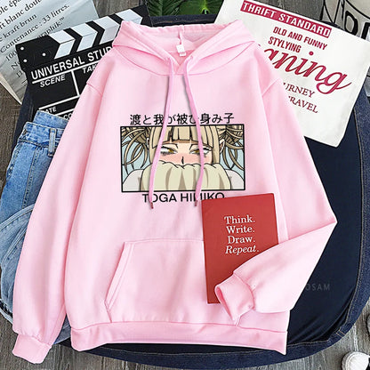 My Hero Academia Anime Kawaii Cartoon Graphics Himiko Toga Hoodies Men Women Long Sleeve Patchwork Boys/girls Hoodie Sweatshirts