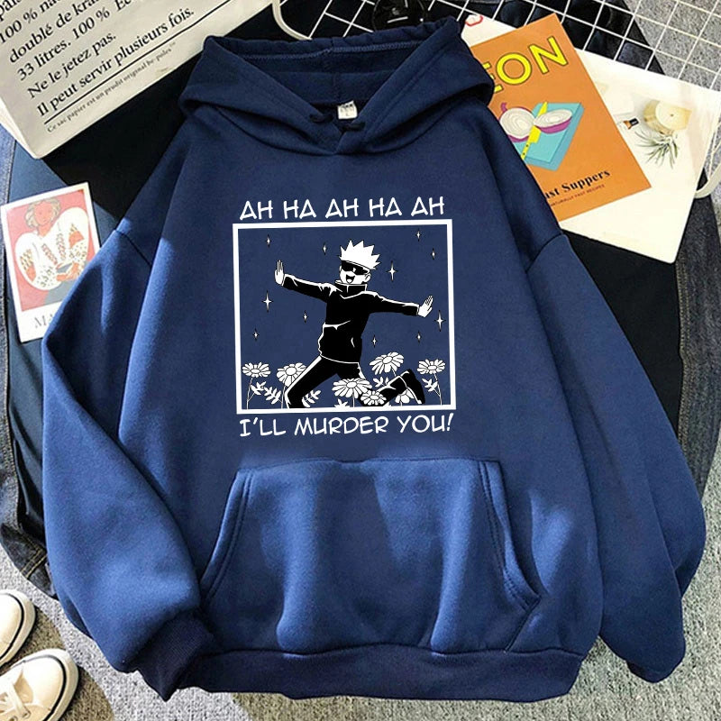 Cool Anime Satoru Gojo Graphic Hoodie for Men Women Casual Wear Trendy Print Sweatshirt Fashion Streetwear