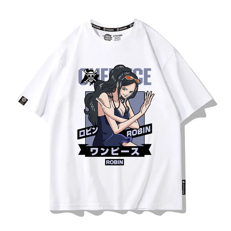 One Piece Short Sleeved T-shirt Men's Summer Nikalufei Aesolon Anime Cotton Summer Loose T-shirt Men's and Women's Half Sleeve