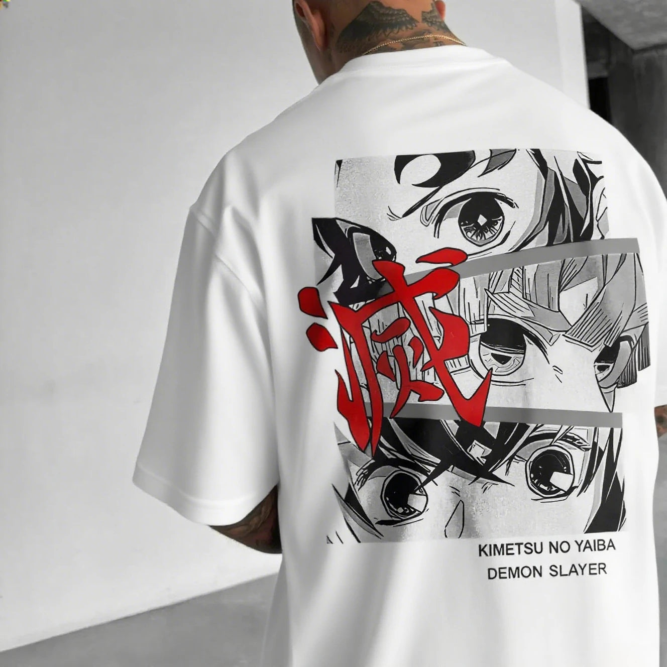 Oversized Men's T-shirt Demon Slayer Anime Print Summer trendy Women Short Sleeve Graphic Tee Streetwear Casual Tops Y2k Clothes