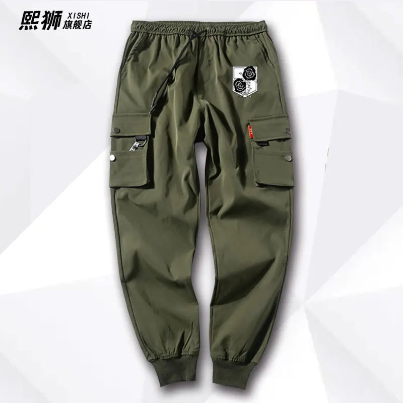 Atta on Titan Workwear Pants Casual Sports Long Trousers Elastic Waist Cotton Polyester Blend Spring Autumn Youth Faion
