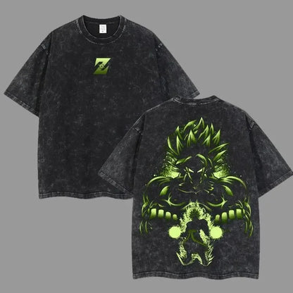 Anime Dragon Ball Cosplay Washed Goku T-Shirt Cotton Loose Large Casual Sports Vegeta Gym T-Shirt Men's Harajuku Tee Clothing