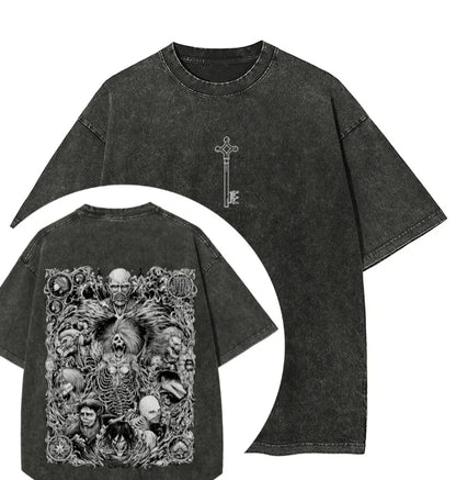 Hot Sale Attack on Titan Peripherals Graphic Print T-Shirt Men Women Retro Washed Cotton Harajuku Style Oversized Summer New Top
