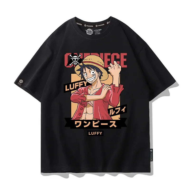 One Piece Short Sleeved T-shirt Men's Summer Nikalufei Aesolon Anime Cotton Summer Loose T-shirt Men's and Women's Half Sleeve
