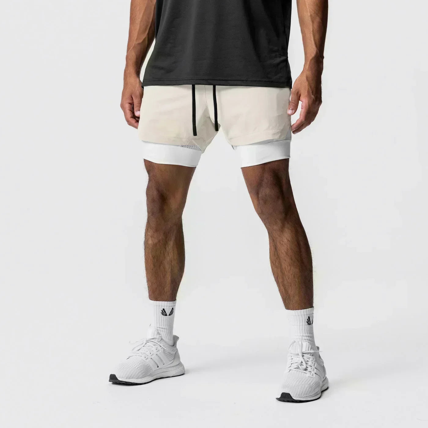 Summer Quick Dry Gym Shorts Man Demon Slayer Fashion Anime Print Double-layer Pants Streetwear Sportswear Fitness Beach Pants