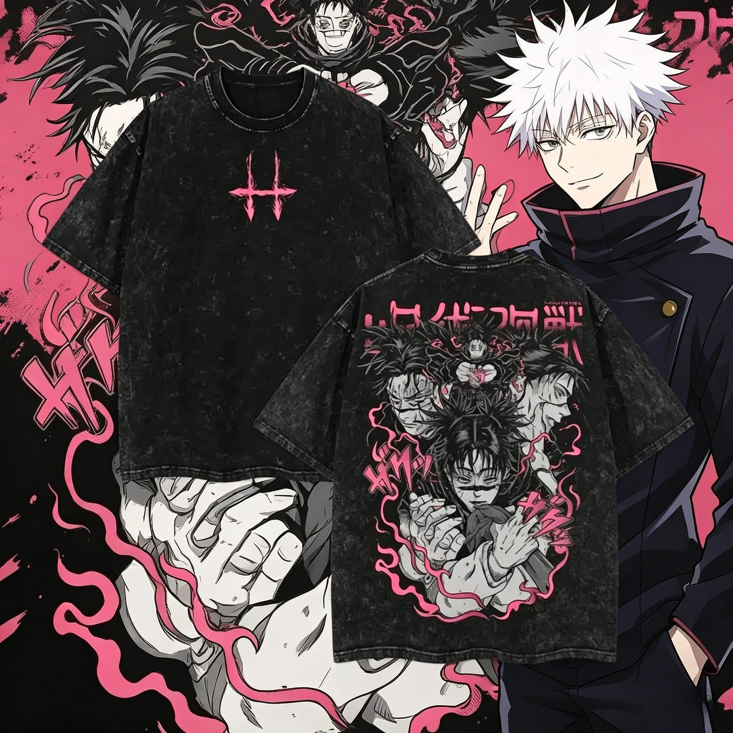 2026 Summer Jujutsu Kaisen Manga T-shirt Choso Graphic Clothing Men Short Sleeve Cotton Vintage Washed T Shirt Harajuku Casual