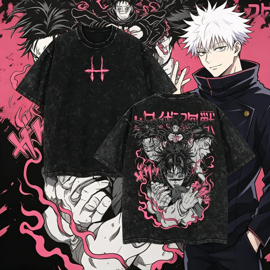 2026 Summer Jujutsu Kaisen Manga T-shirt Choso Graphic Clothing Men Short Sleeve Cotton Vintage Washed T Shirt Harajuku Casual