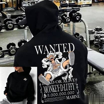 Oversized One Piece Luffy Anime Print Hoodie Men Women Streetwear Casual Loose Sweatshirt Pullover Spring Autumn Fashion Unisex