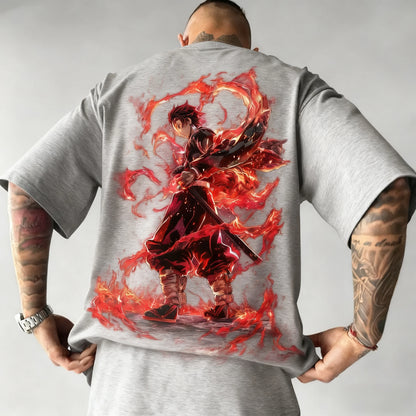 Demon Slayer Anime Co Branded Printed T-shirt Summer New Men's Japanese Harajuku Loose Casual Children's Parent Child Top