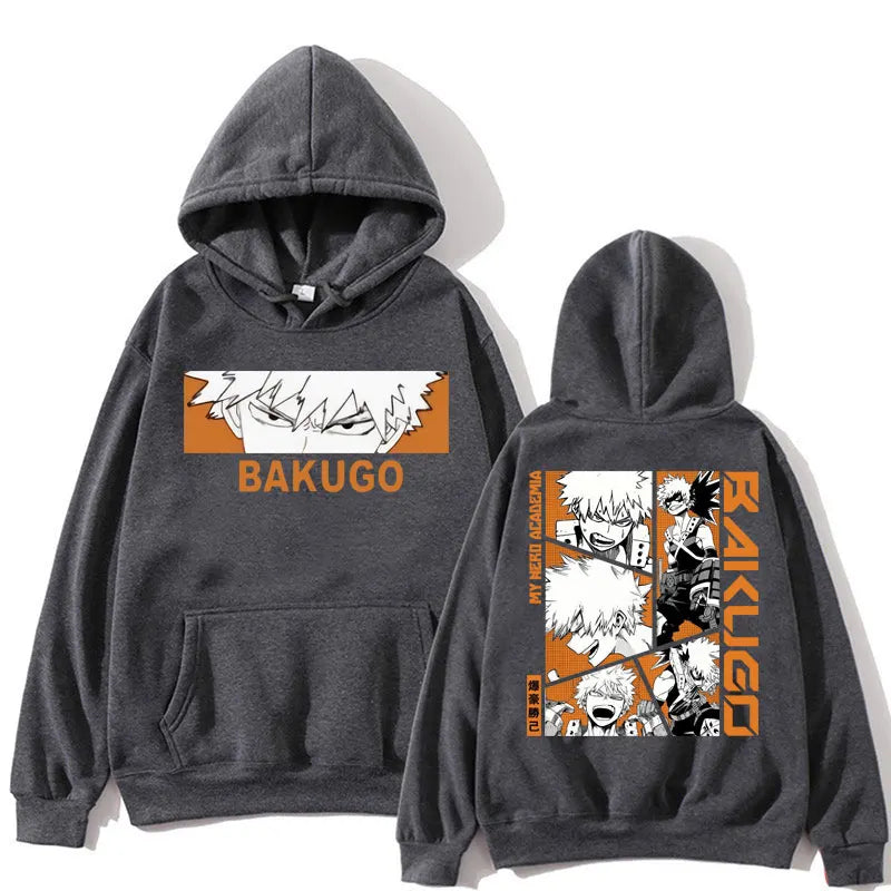 Japan Anime My Hero Academia Hoodie Bakugou Katsuki Trend Harajuku Manga Long Sleeve Men Women Fleece Loose Pullover Streetwear