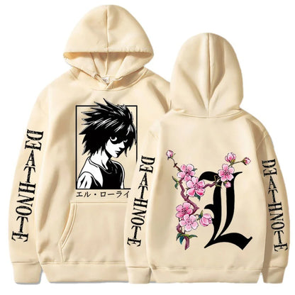 Men's sweatshirt anime death note L print hoodie autumn and winter street men and women casual comfortable sports sweatshirt