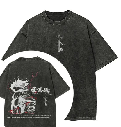 Hot Sale Attack on Titan Peripherals Graphic Print T-Shirt Men Women Retro Washed Cotton Harajuku Style Oversized Summer New Top