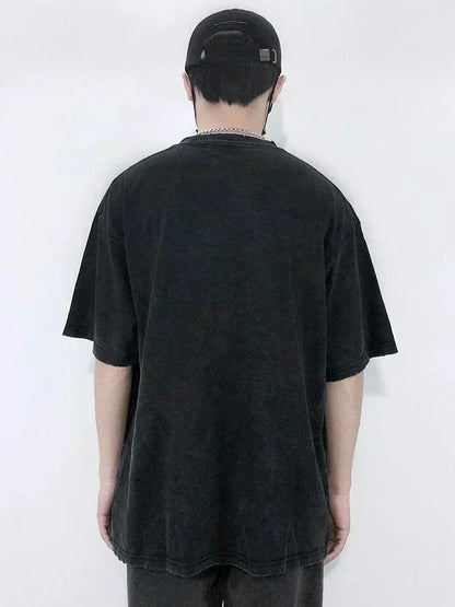 Anime Demon Slayer Retro Double Sided Washed Men's Super Large T-shirt Spring/Summer New Style Suitable for Both Men and Women