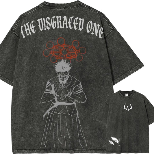 Sukuna The Disgraced One T-shirt Jujutsu Kaisen Tee Vintage Washed Oversized Retro Anime Harajuku Men Streetwear Graphic Clothes