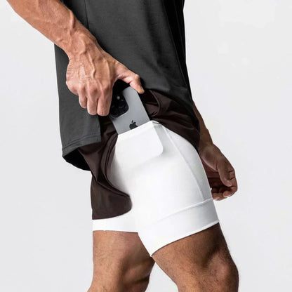 Demon Slayer Anime Men Gym Shorts Quick Dry Streetwear Summer Workout Sports Pants Sportswear Fitness Double-layer Beach Pants