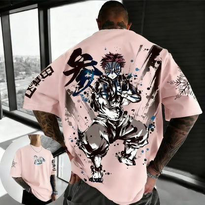 Summer Plus Size Demon Slayer Anime Printed Men, Women T-shirt Casual Parent Child Top Fashion Harajuku Style Street Wear Y2K