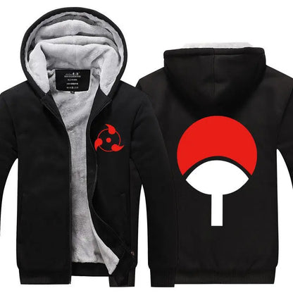Anime Cartoon Naruto Hooded Coat Men's Autumn Winter Thicken Printing Plush Coat Student Fashion Keep Warm Coat Birthday Gift
