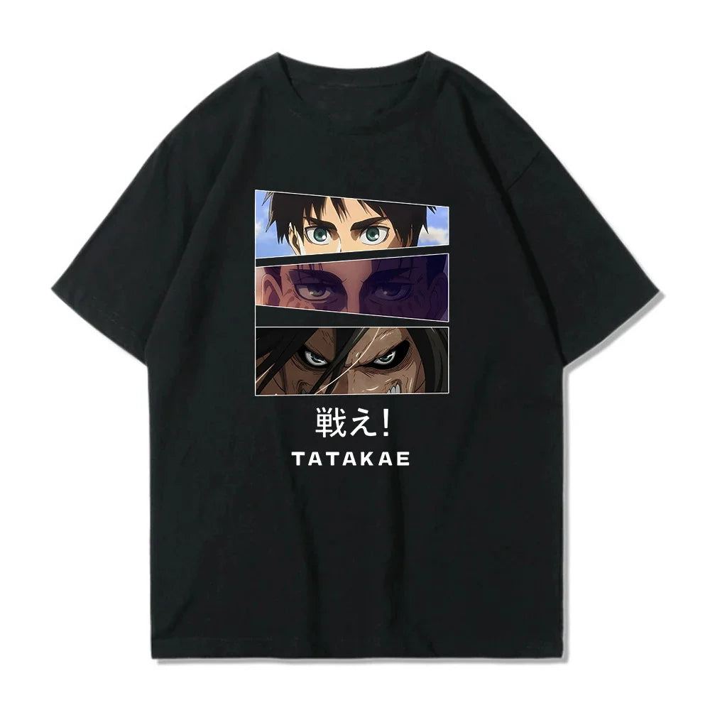 Japanese Anime Attack On Titan Graphic Print T Shirt Men Women Fashion Casual Crew Neck Short Sleeve Plus Size Unisex T Shirt