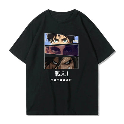 Japanese Anime Attack On Titan Graphic Print T Shirt Men Women Fashion Casual Crew Neck Short Sleeve Plus Size Unisex T Shirt