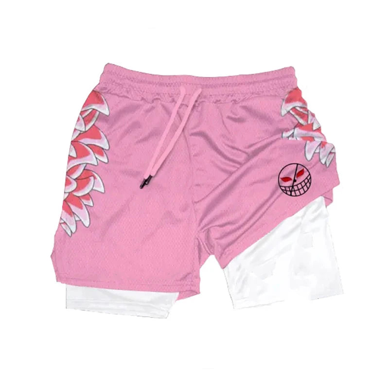 Anime Performance Shorts Men Women 2 In 1 Gym Shorts Manga 3D Print Mesh Quick Dry Sports Short Pants Summer Fitness Workout