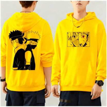 Naruto Kakashi Uchiha Obito Printed Hoodie Harajuku Retro Streetwear Men's Pure Cotton Oversized Loose Women's Hooded Unisex Y2k