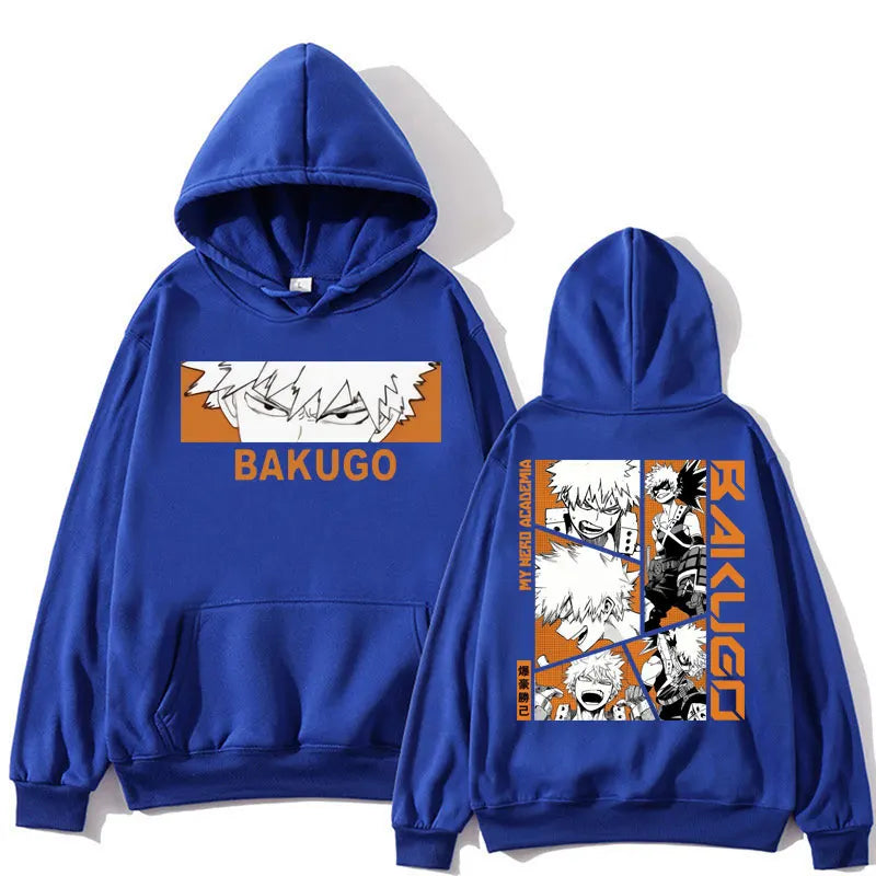 Japan Anime My Hero Academia Hoodie Bakugou Katsuki Trend Harajuku Manga Long Sleeve Men Women Fleece Loose Pullover Streetwear