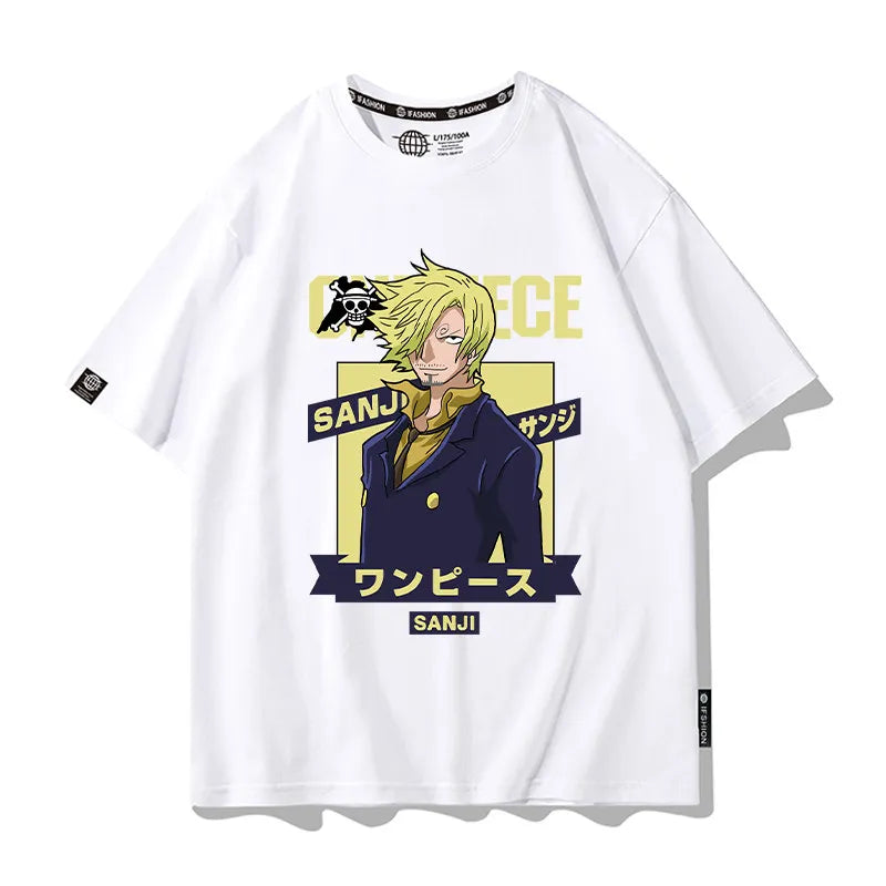 One Piece Short Sleeved T-shirt Men's Summer Nikalufei Aesolon Anime Cotton Summer Loose T-shirt Men's and Women's Half Sleeve