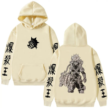 Anime My Hero Academia Bakugou Katsuki Merch Hoodie Men Women Fashion Vintage Hooded Sweatshirt Male Manga Cosplay Streetwear