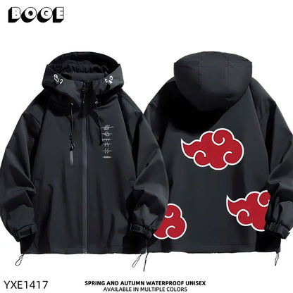 Naruto Akatsuki anime cartoon cute windbreaker anime style for boys and girls couples spring and autumn hooded coat jacket gift