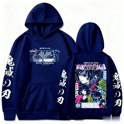 Demon Slayer Giyu Tomioka Hoodie Men Women Anime Cosplay Sweatshirt 2026 New Casual Streetwear Pullover Y2k Long-sleeved Tops