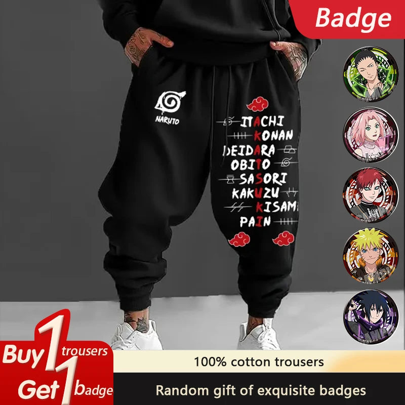 Naruto Japanese Classic Animation Sasuke Peripheral Pure Cotton Loose Trousers Autumn Men's and Women's Sports Leggings