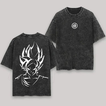 Anime Dragon Ball Cosplay Washed Goku T-Shirt Cotton Loose Large Casual Sports Vegeta Gym T-Shirt Men's Harajuku Tee Clothing