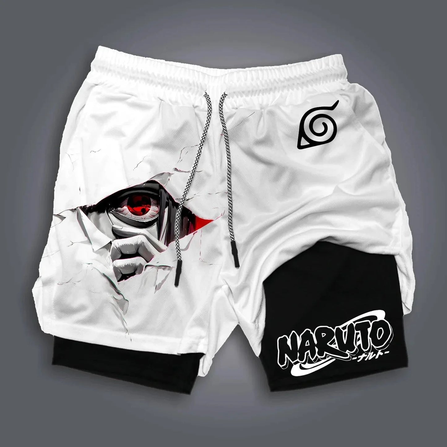 2026 Naruto Japanese Animation Peripheral Printing Double Shorts American Summer Men's Daily Loose Sports Breathable Pants