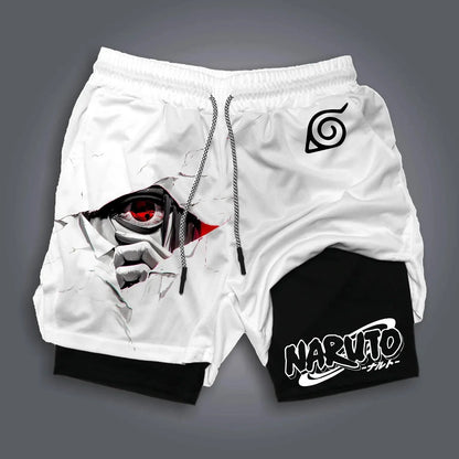 2026 Naruto Japanese Animation Peripheral Printing Double Shorts American Summer Men's Daily Loose Sports Breathable Pants