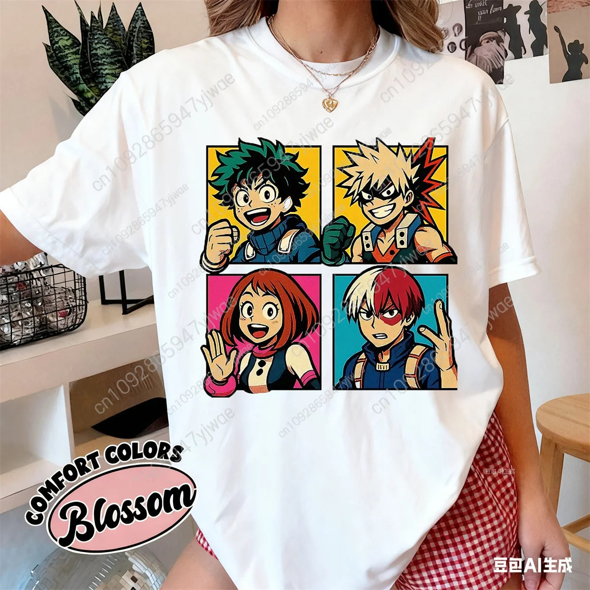 My Hero Academia T-Shirt Deku Bakugo & Todoroki Graphic T-Shirt