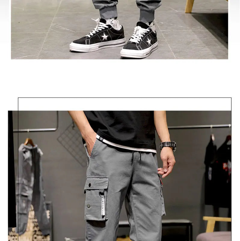 Atta on Titan Workwear Pants Casual Sports Long Trousers Elastic Waist Cotton Polyester Blend Spring Autumn Youth Faion