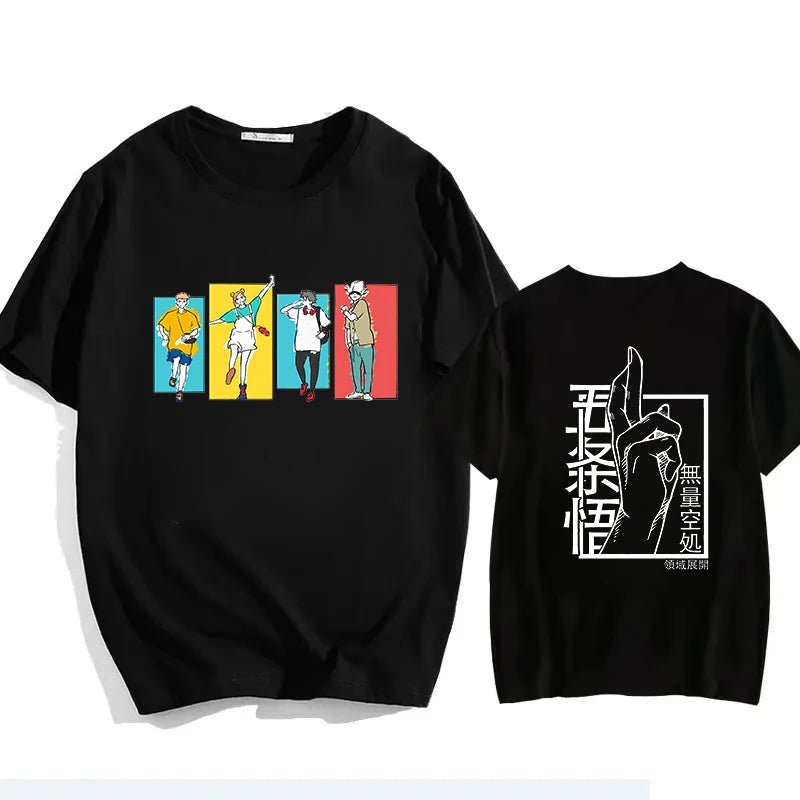 Jujutsu Kaisen Satoru Gojo Unisex Pure Cotton T-shirt 2026 Summer Anime Print Loose Casual Parent-child Short Sleeved Top